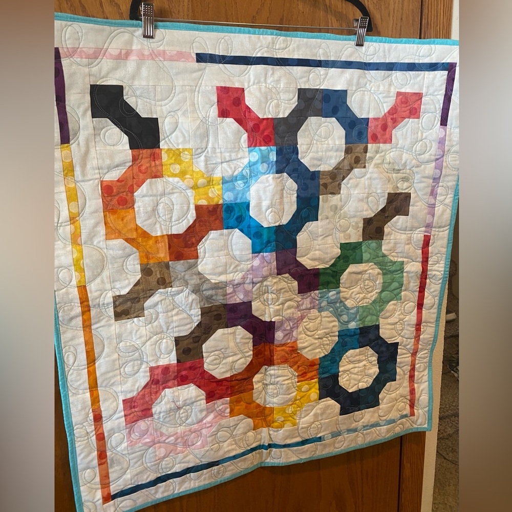 Colorful quilt 30 1/2” x 34” - Wall hanging, table topper or small baby quilt